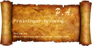 Preininger Arianna névjegykártya
